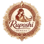 Handloom Bengal saree brand logo featuring traditional Bengali woman in saree with alpona style design